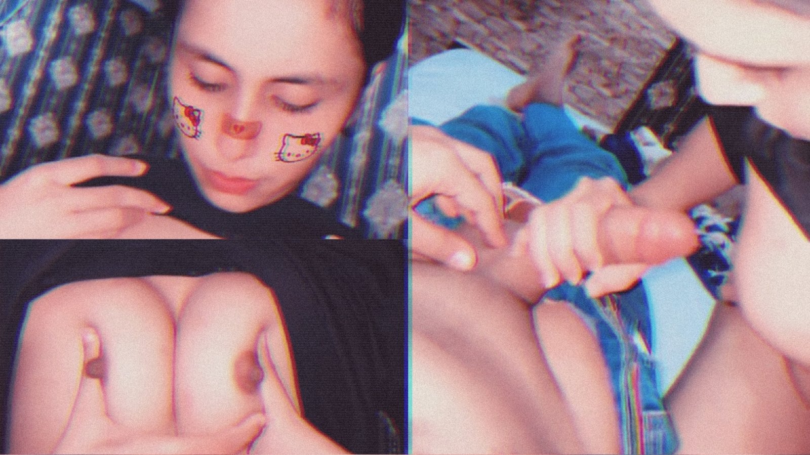Girl shows her tight boobs and sucks her cousin’s big dick